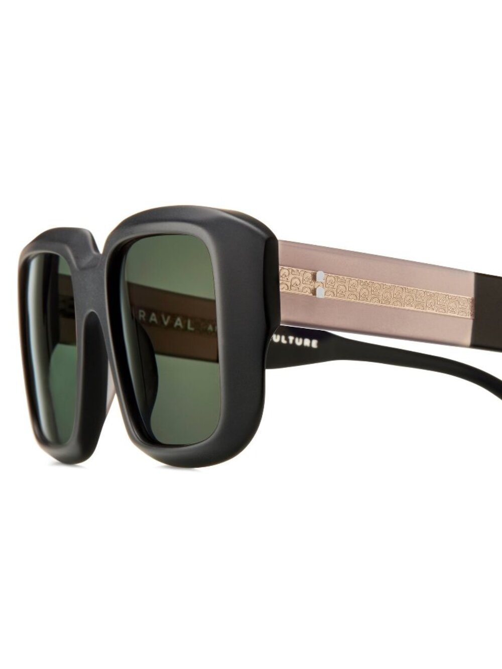 New Raval Eyewear Men's Sunglasses Black Square Green Lens Acetate Frame LOBO C2